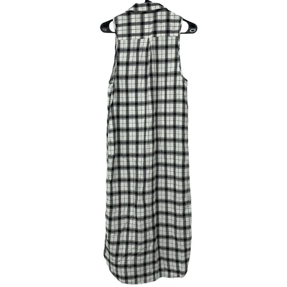 Forever 21 Black White Plaid Midi Shirt Dress_8